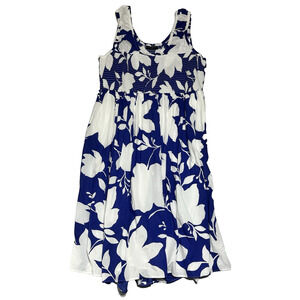 Lane Bryant Midi Sundress 22/24 Floral Romantic Cottage Smocked Cotton Dress